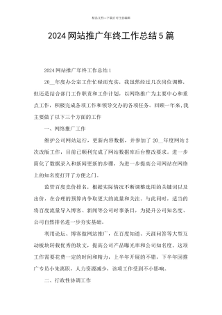 2024网站推广年终工作总结5篇