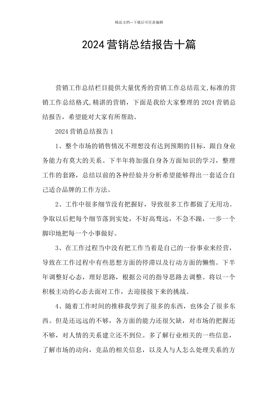 2024营销总结报告十篇_第1页