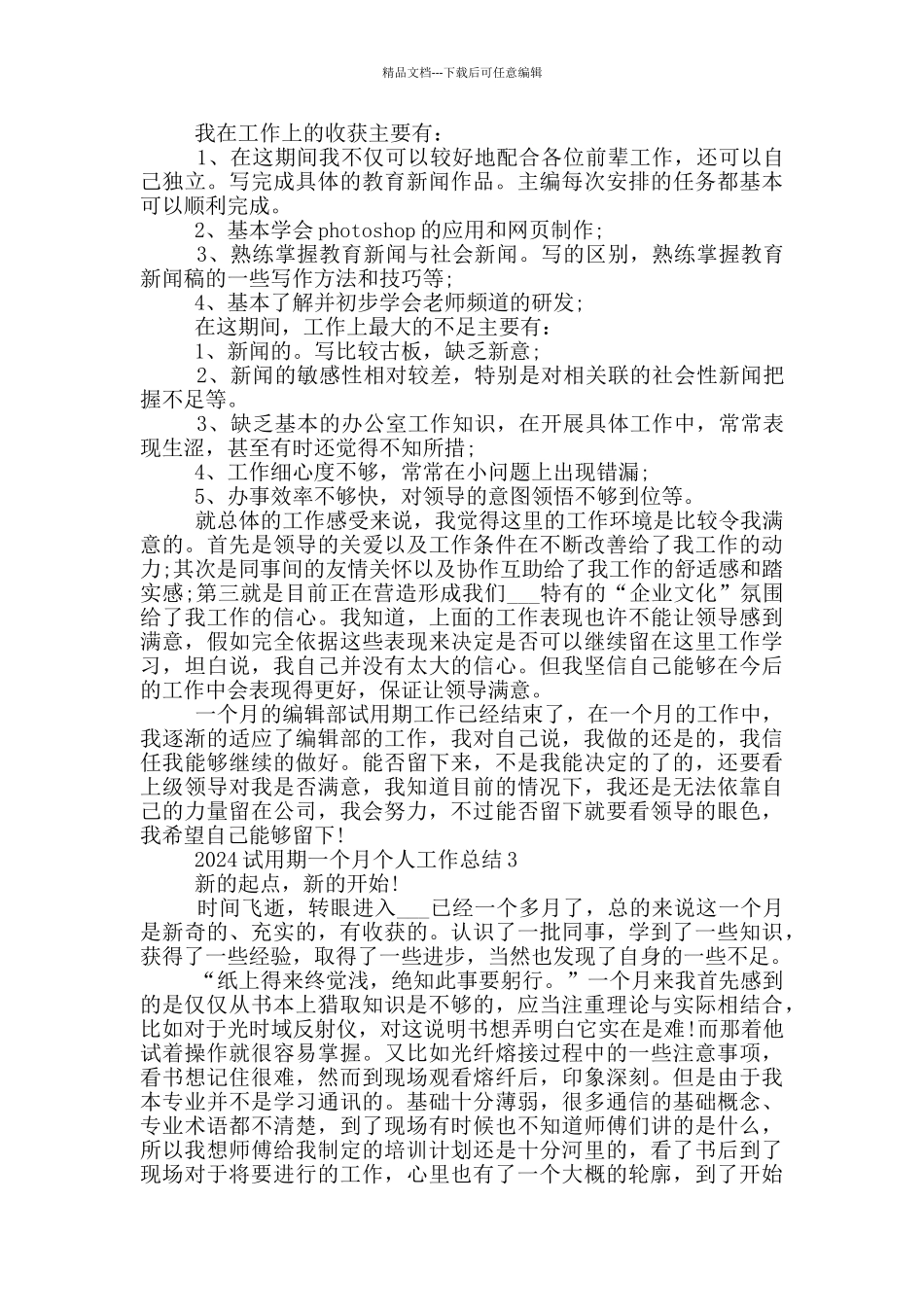 2024试用期一个月个人工作总结_第3页