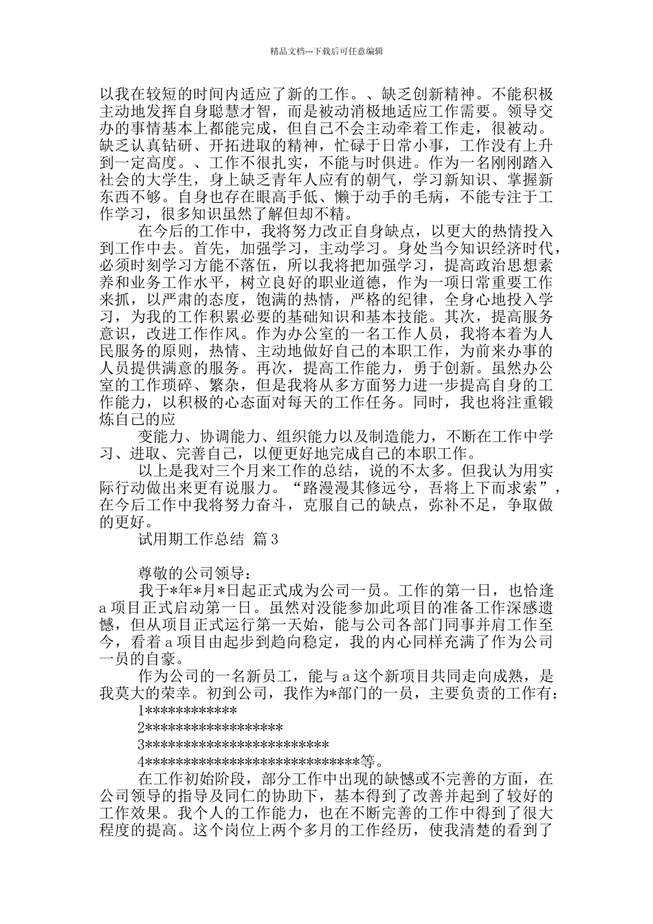 2024试用期工作总结汇编10篇文档_第3页