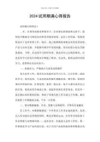 2024试用期满心得报告