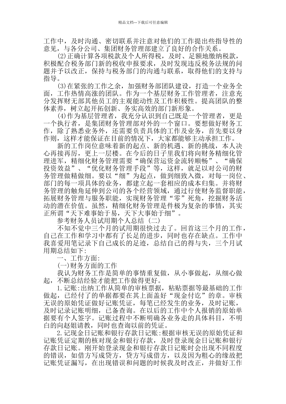 2024财务人员试用期个人总结5篇_第2页