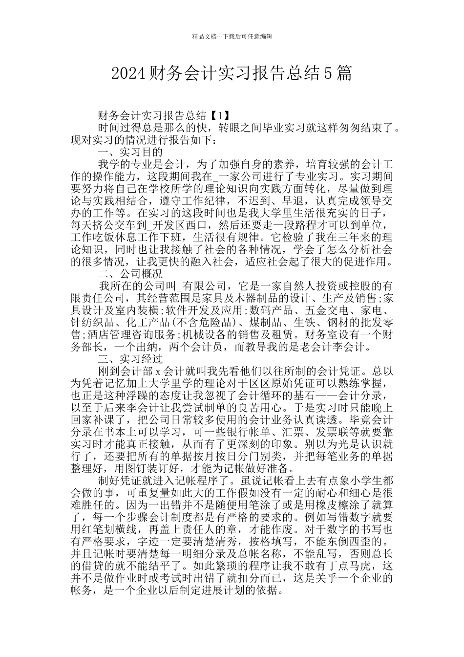 2024财务会计实习报告总结5篇_第1页