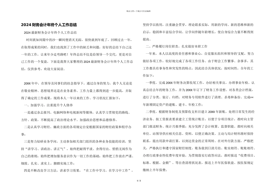 2024财务会计年终个人工作总结_第1页