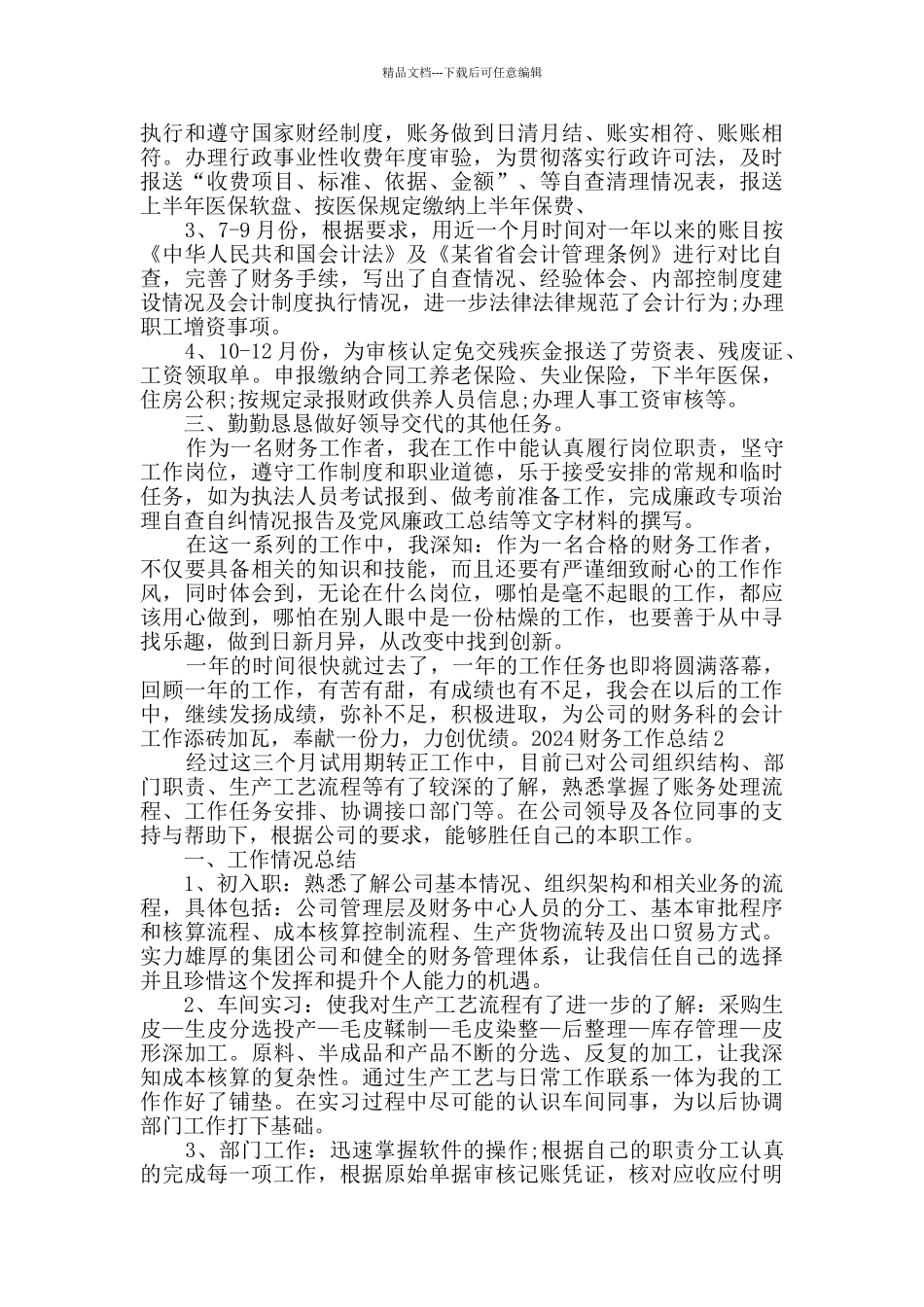 2024财务工作总结范本多篇_第2页