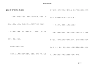 2024财务管理工作总结
