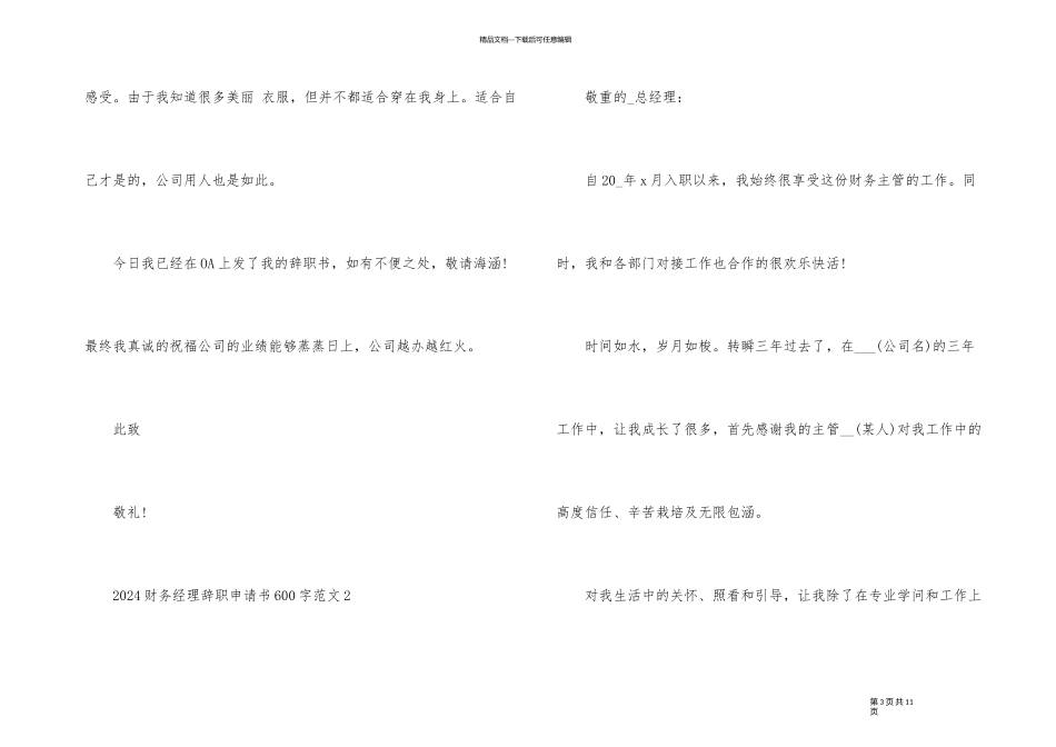 2024财务经理辞职申请书600字_第3页