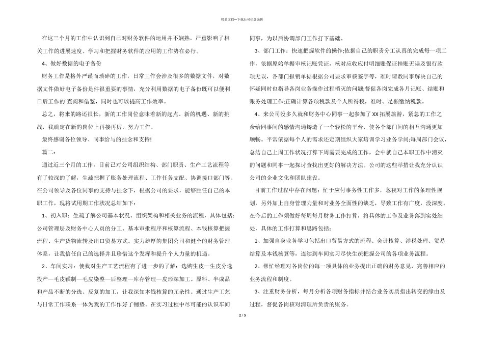 2024财务试用期三个月工作总结3篇_第2页