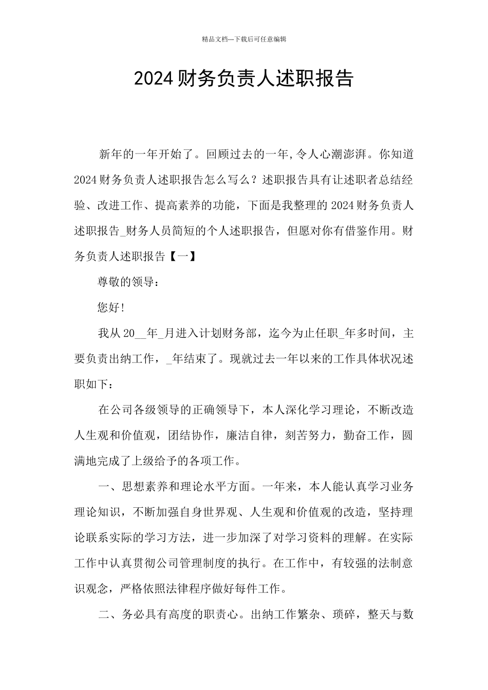 2024财务负责人述职报告_第1页