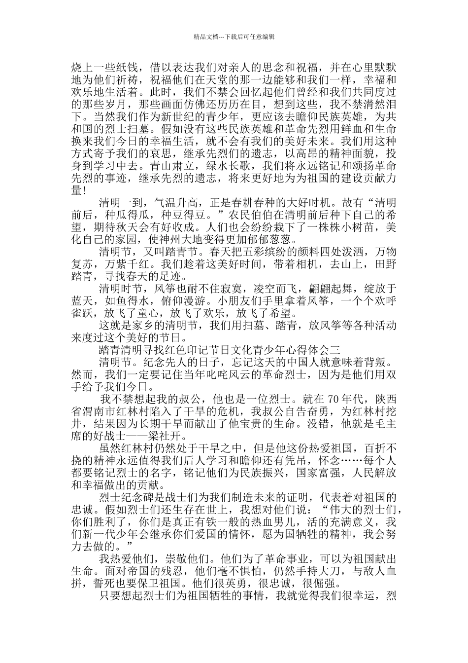 2024踏青清明寻找红色印记节日文化青少年心得体会五篇_第2页