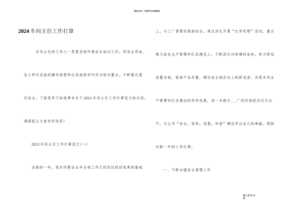 2024车间主任工作计划_第1页