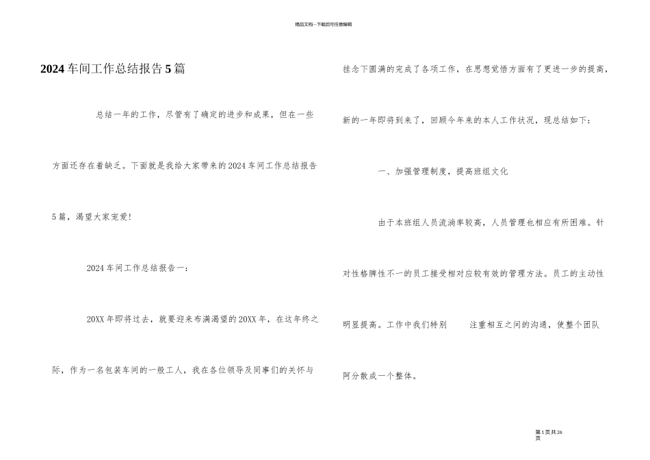 2024车间工作总结报告5篇_第1页
