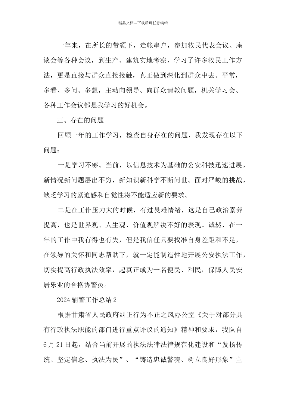 2024辅警工作总结5篇_第2页