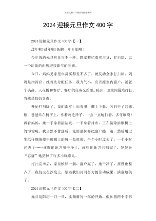 2024迎接元旦作文400字