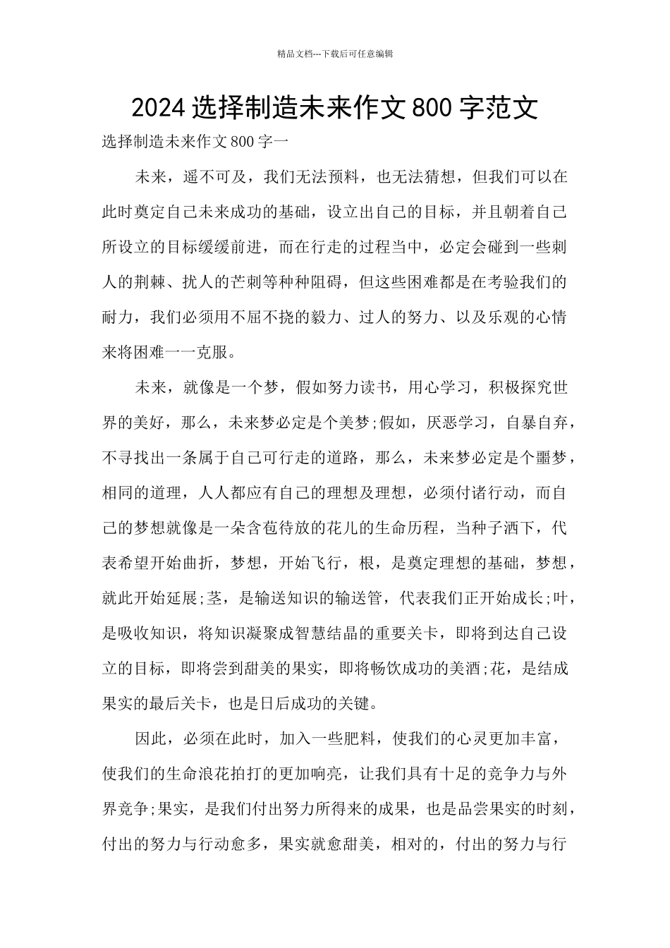 2024选择创造未来作文800字范文_第1页