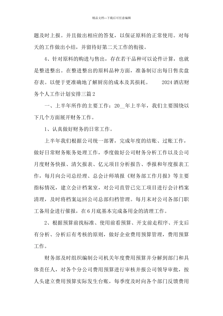 2024酒店财务个人工作计划安排三篇_第3页