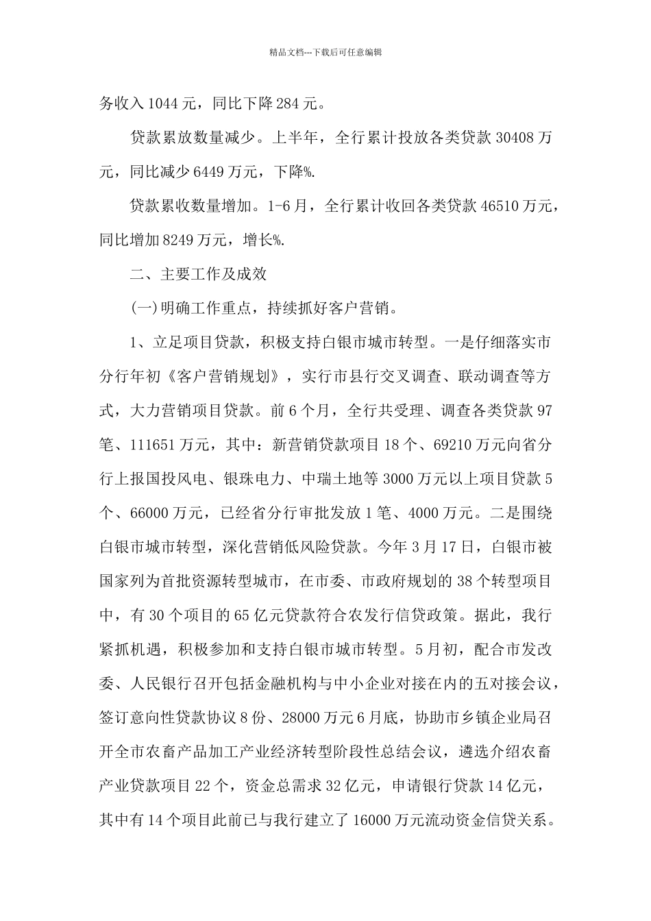 2024银行分点网点上半年工作总结_第2页