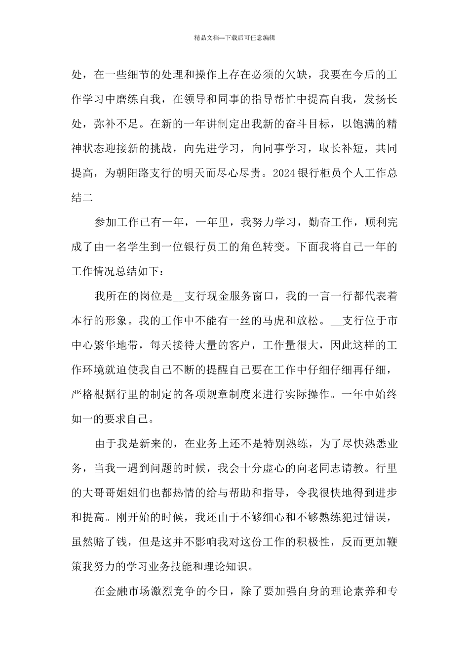 2024银行柜员个人工作总结新版_第3页