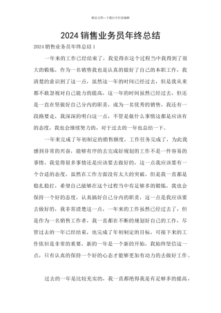 2024销售业务员年终总结