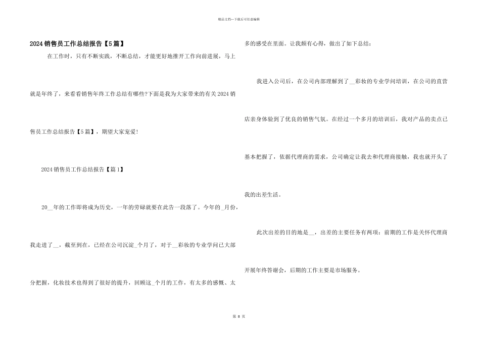 2024销售员工作总结报告_第1页