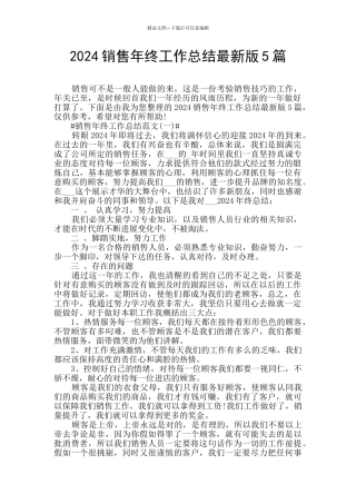 2024销售年终工作总结最新版5篇