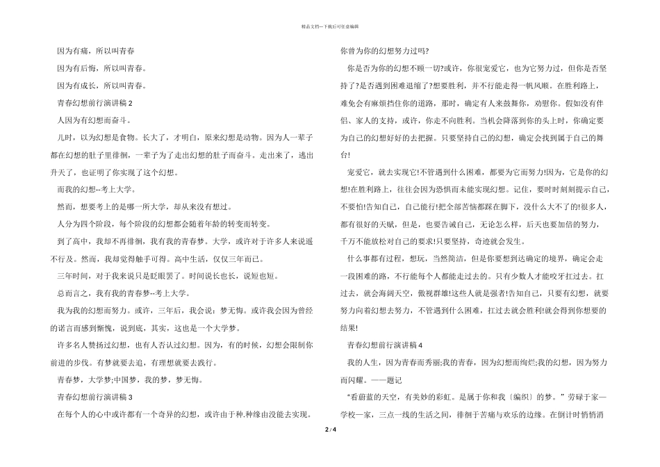 2024青春梦想前行演讲稿_第2页