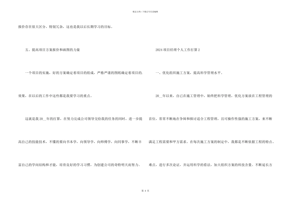 2024项目经理个人工作计划_第3页