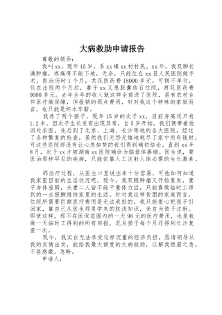 大病救助申请报告