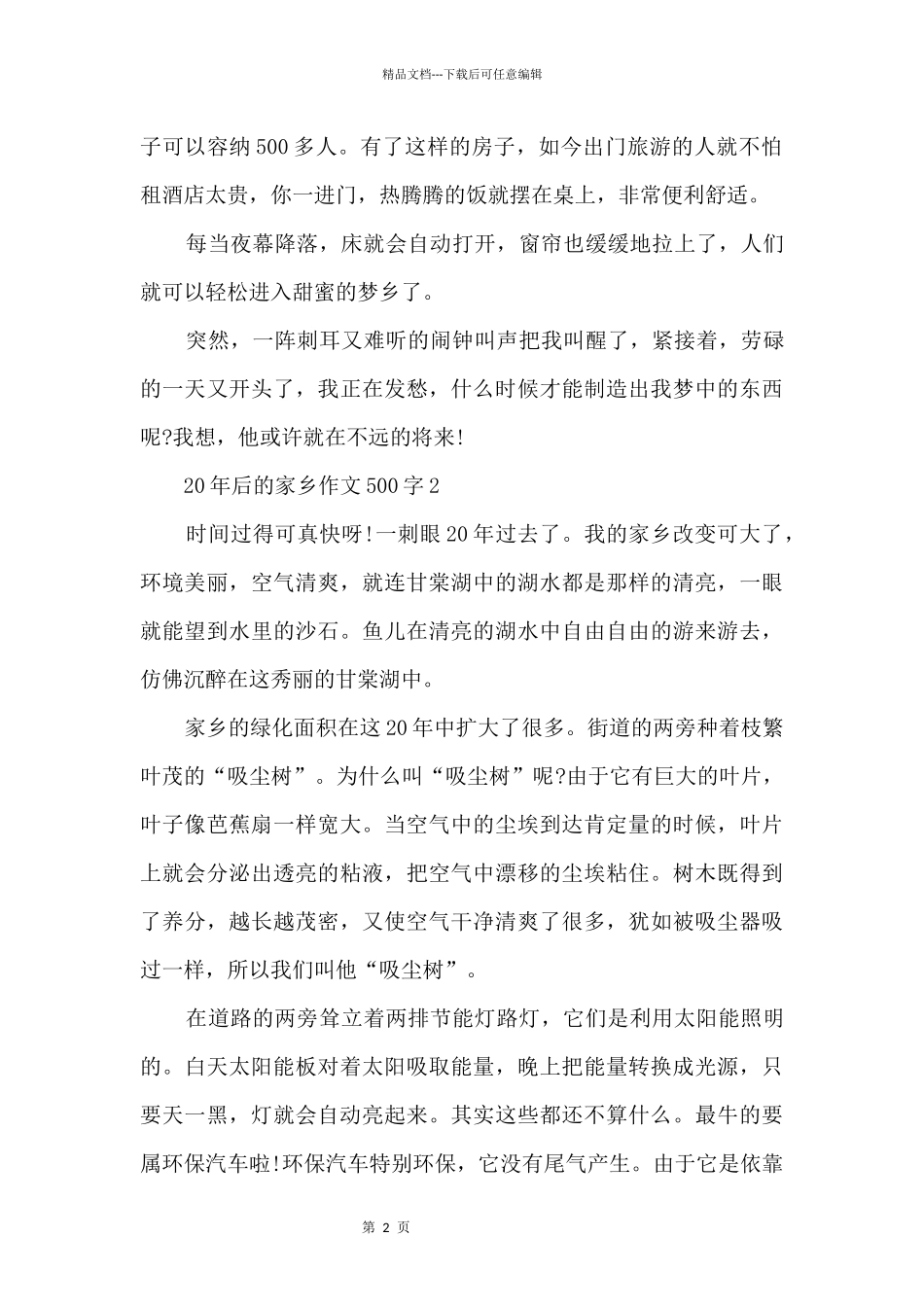 20年后的家乡500字10篇2024_第2页