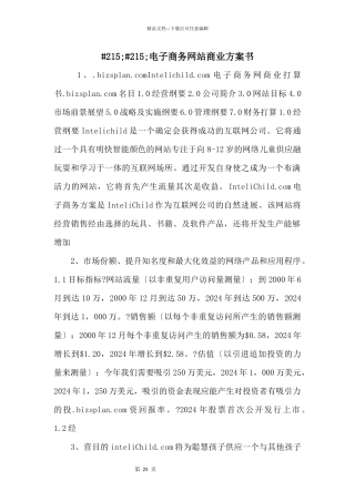 215;215;电子商务网站商业计划书