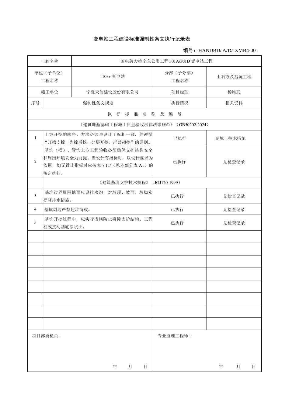 301A变电站工程建设标准强制性条文执行检查及汇总表_第2页