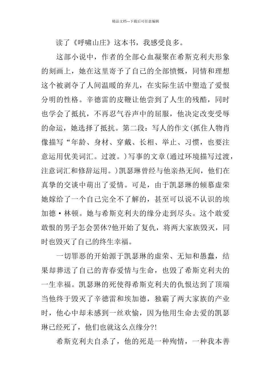 5篇《呼啸山庄》观后感600字范文_第3页