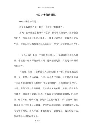 600字暑假的日记