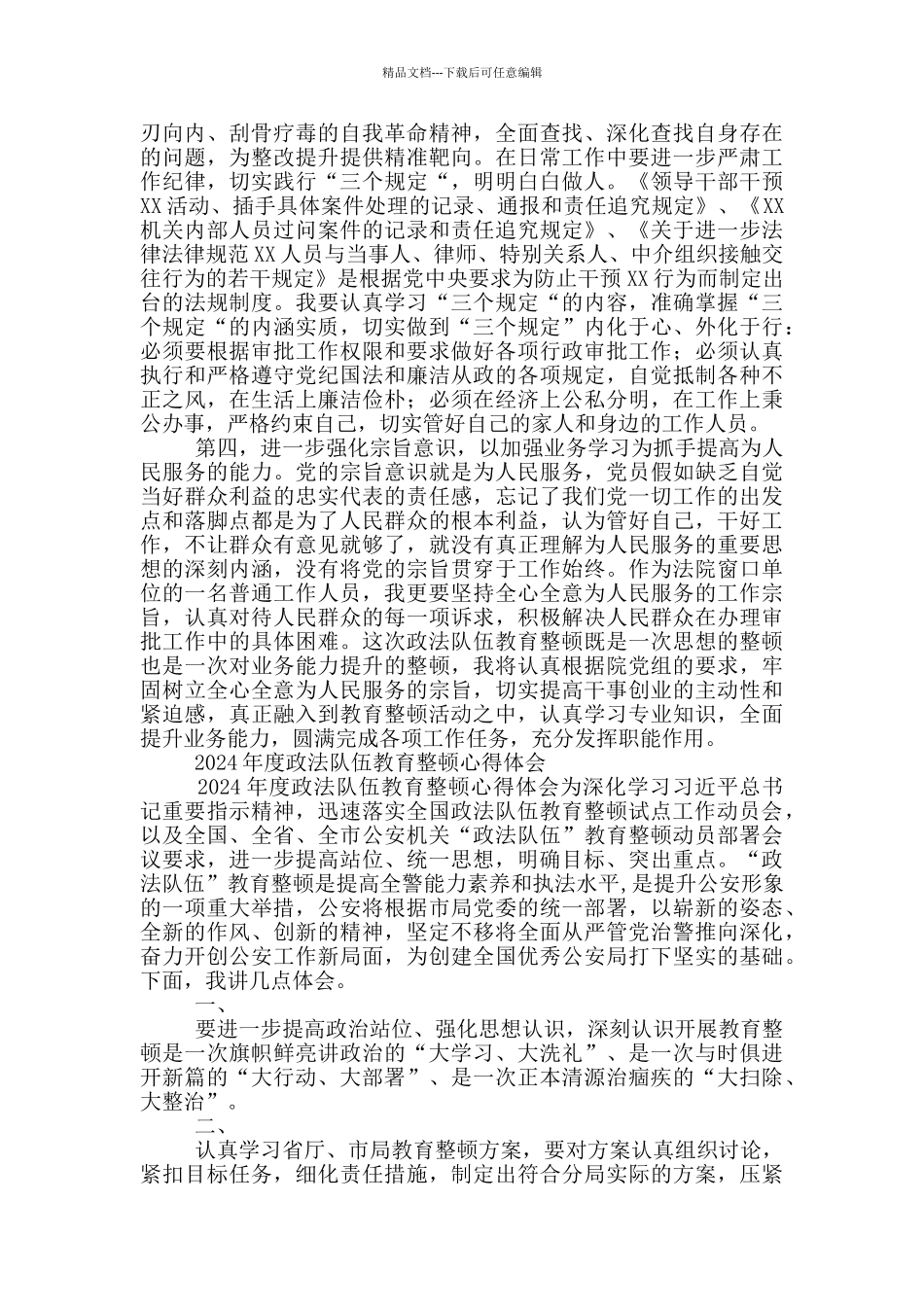 7篇2024年政法队伍教育整顿心得体会研讨发言范文_第3页