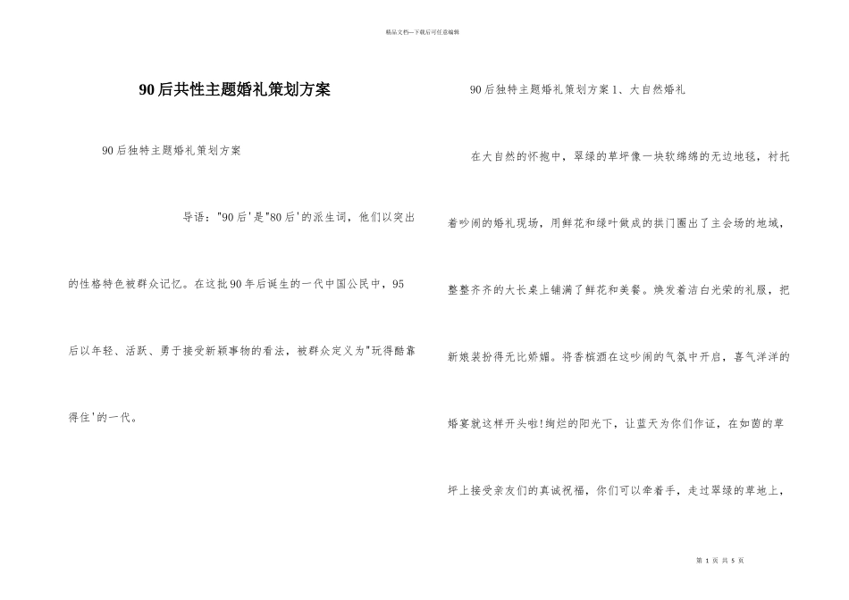90后个性主题婚礼策划方案_第1页