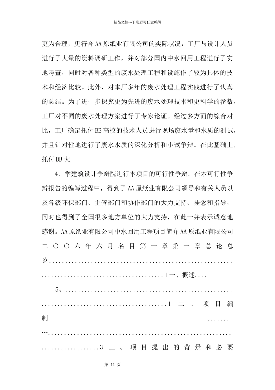 aa纸业有限公司水可研封面_第2页