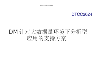 DM针对大数据量环境下分析型应用的支持方案