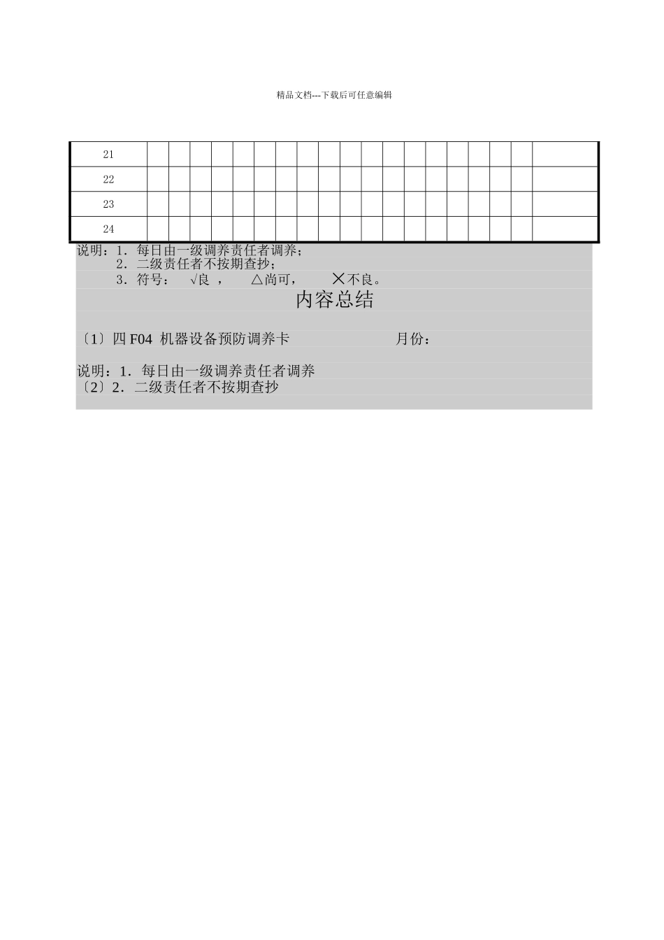 F04机器设备预防保养卡_第2页
