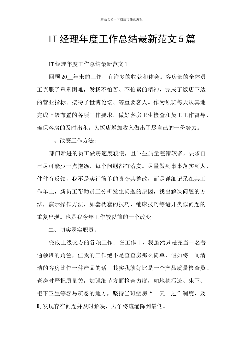 IT经理年度工作总结最新范文5篇_第1页