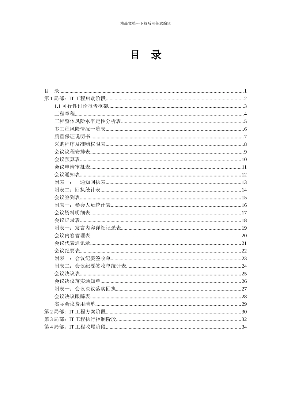 IT项目管理文档模板_第1页