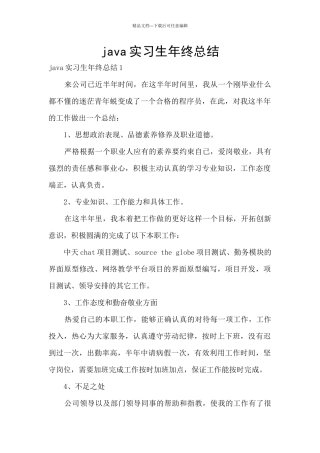 java实习生年终总结