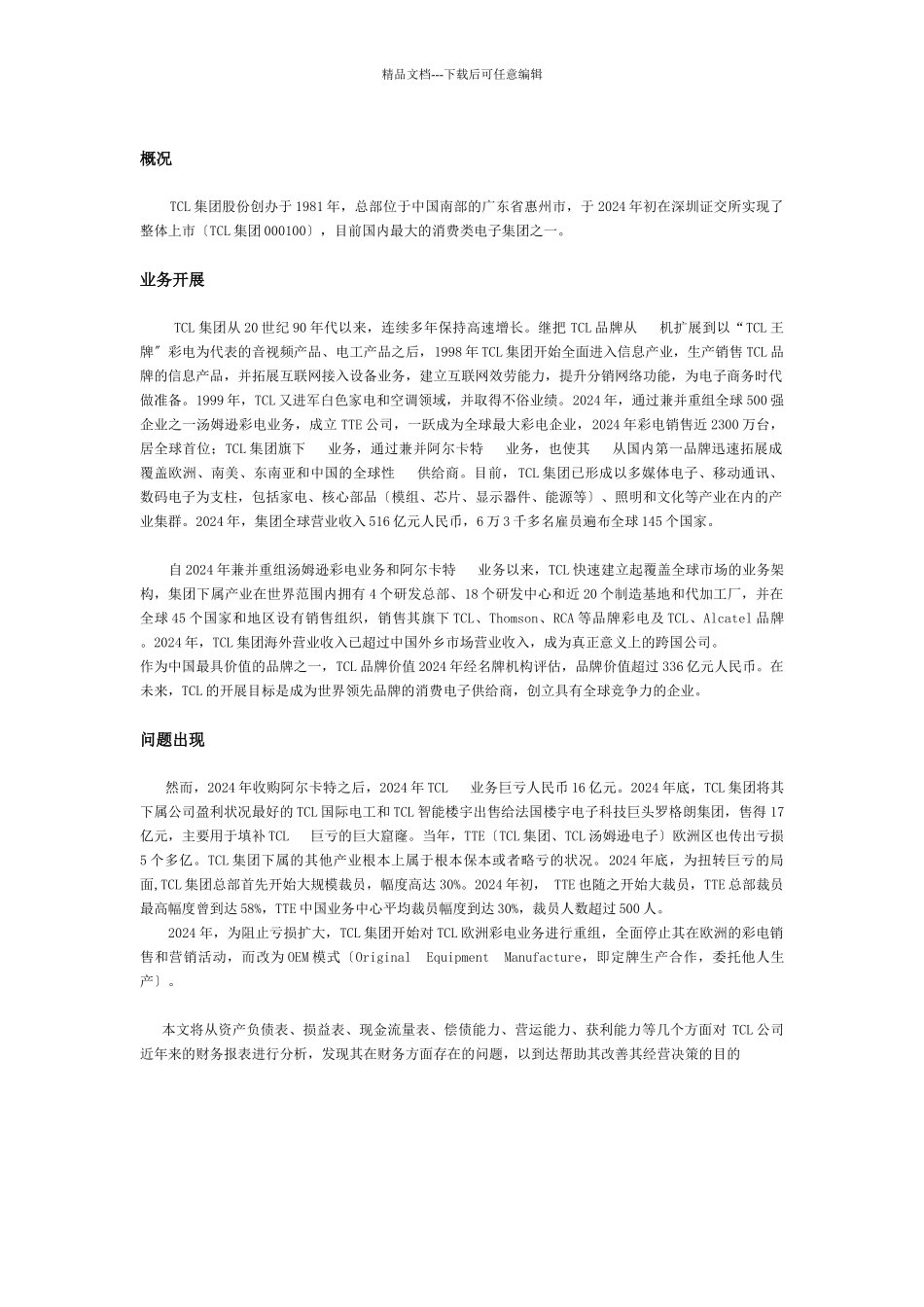 TCL集团财务报告分析_第3页