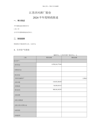 XXXX洋河酒业年度报告