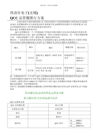 XXX电子有限公司QCC品管圈推行方案(DOC