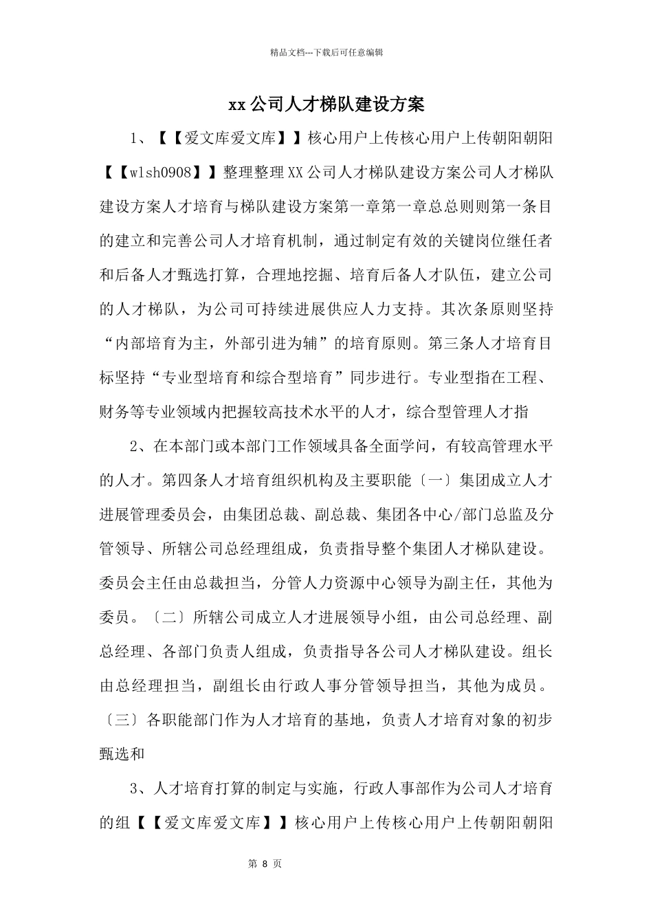xx公司人才梯队建设方案_第1页