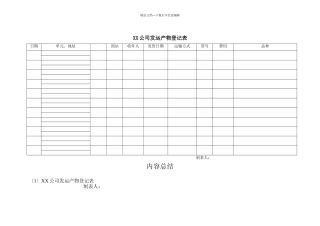 XX公司发运产品登记表