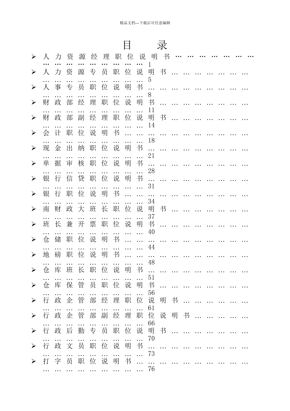 XX公司岗位说明书(共127页)_第1页