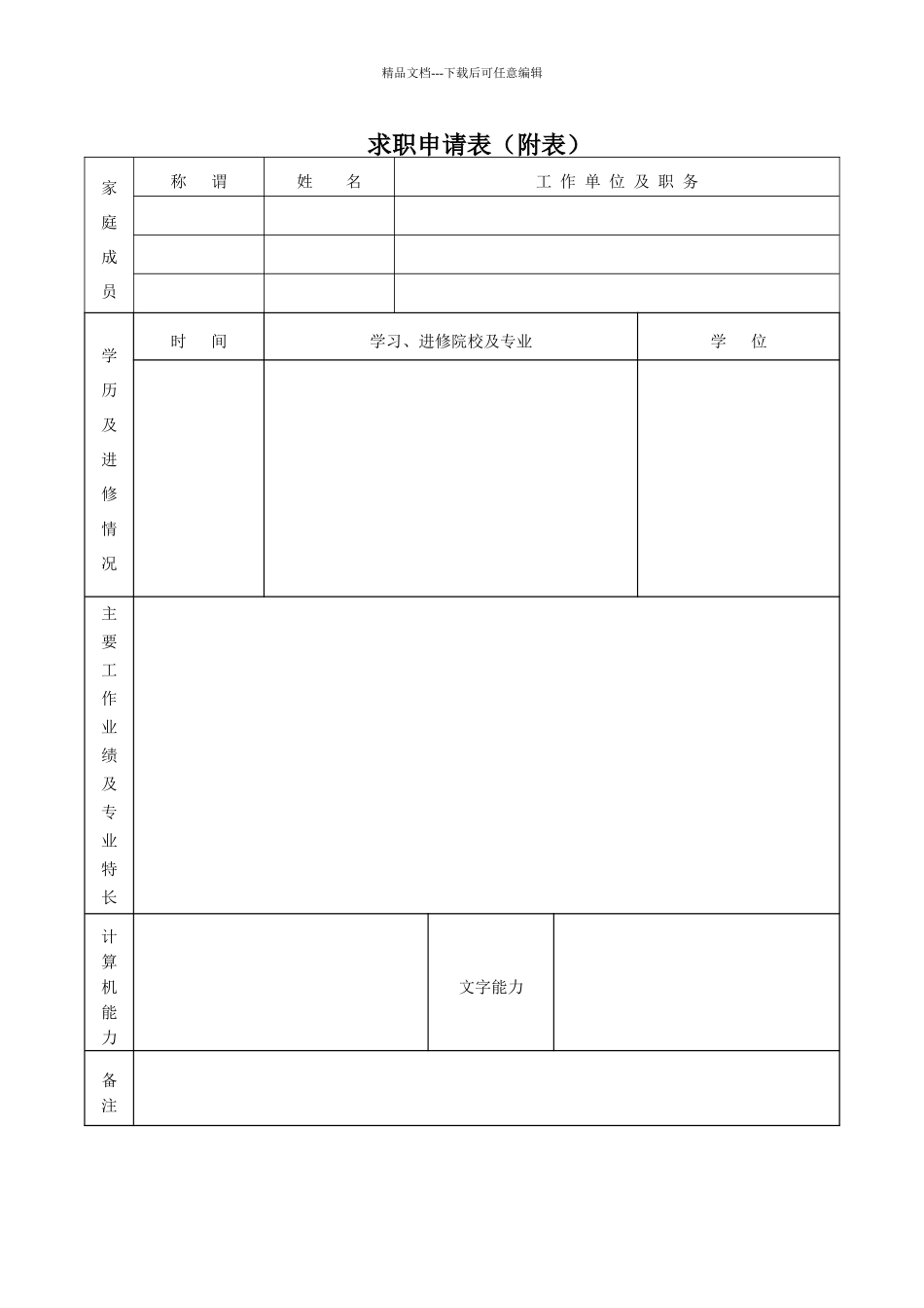 XX公司求职申请表_第3页