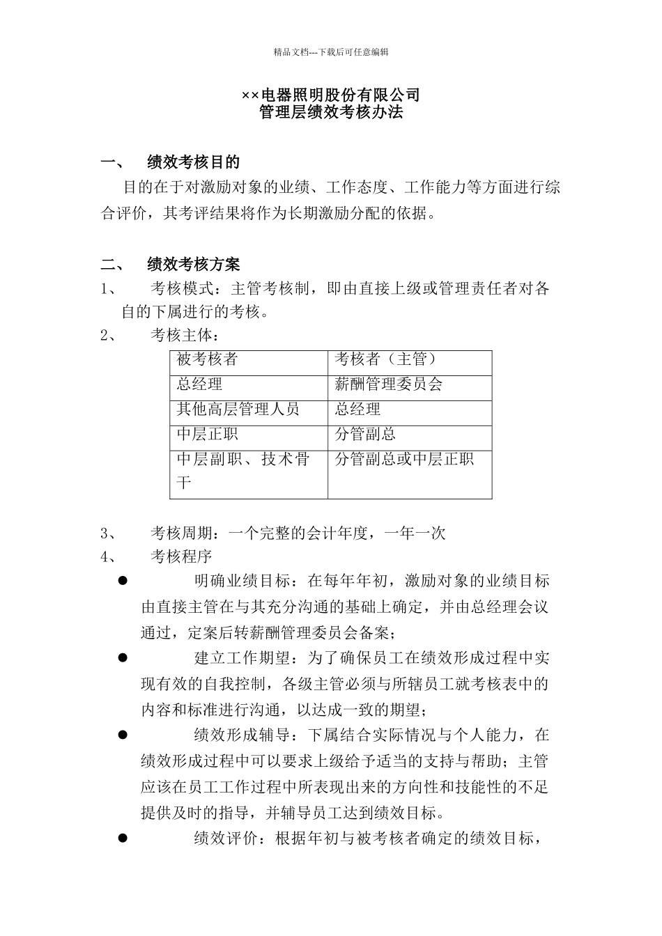 XX公司管理层绩效考核办法_第2页