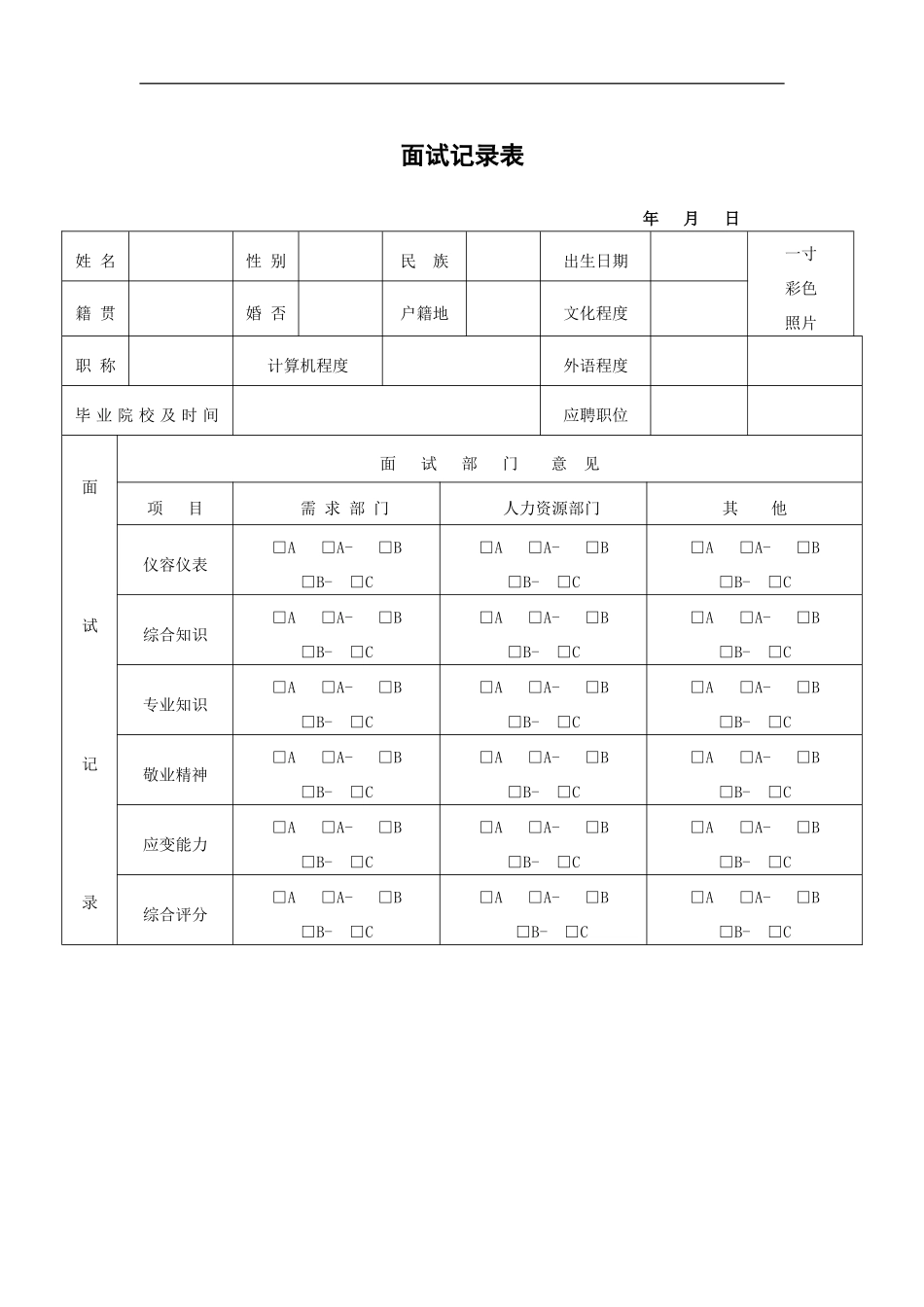 XX公司面试记录表_第2页